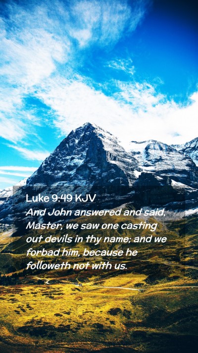 Picture 02 - Luke 9:49 KJV Mobile Phone Wallpaper - And John answered and said, Master, we saw one - Mobile Bible Verse Wallpaper