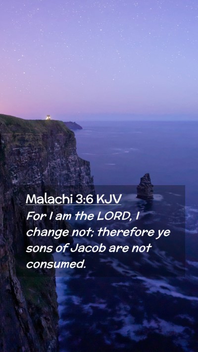 Picture 02 - Malachi 3:6 KJV Mobile Phone Wallpaper - For I am the LORD, I change not; therefore ye - Mobile Bible Verse Wallpaper