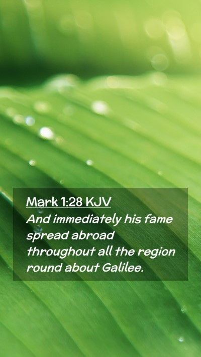 Picture 02 - Mark 1:28 KJV Mobile Phone Wallpaper - And immediately his fame spread abroad throughout - Mobile Bible Verse Wallpaper