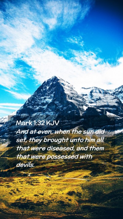 Picture 02 - Mark 1:32 KJV Mobile Phone Wallpaper - And at even, when the sun did set, they brought - Mobile Bible Verse Wallpaper