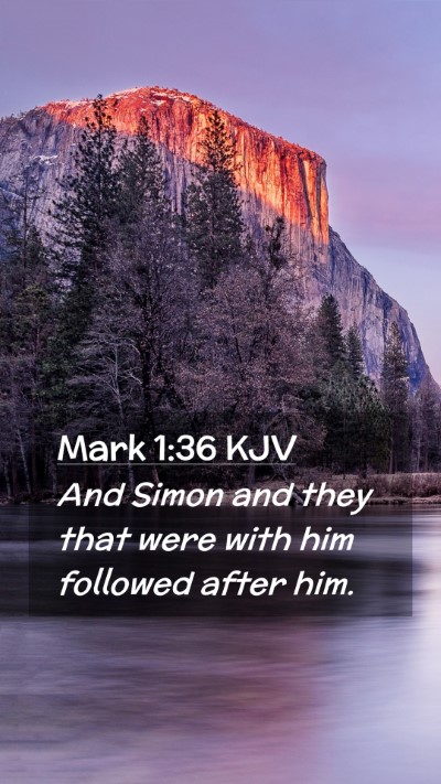 Picture 02 - Mark 1:36 KJV Mobile Phone Wallpaper - And Simon and they that were with him followed - Mobile Bible Verse Wallpaper