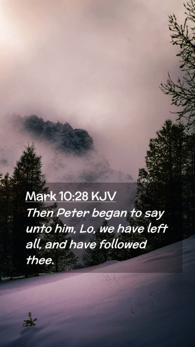 Picture 02 - Mark 10:28 KJV Mobile Phone Wallpaper - Then Peter began to say unto him, Lo, we have - Mobile Bible Verse Wallpaper