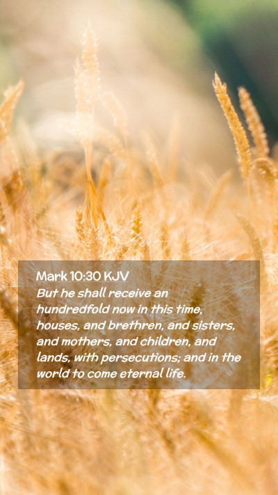 Picture 02 - Mark 10:30 KJV Mobile Phone Wallpaper - But he shall receive an hundredfold now in this - Mobile Bible Verse Wallpaper