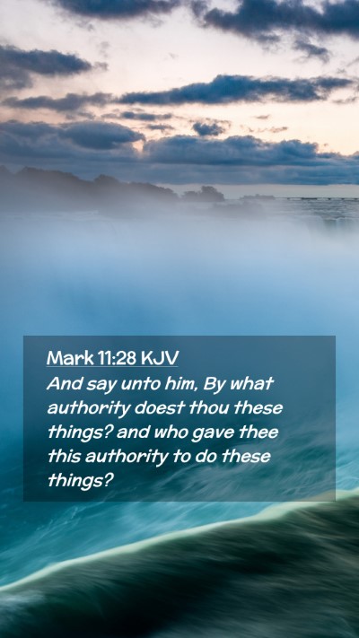 Picture 02 - Mark 11:28 KJV Mobile Phone Wallpaper - And say unto him, By what authority doest thou - Mobile Bible Verse Wallpaper