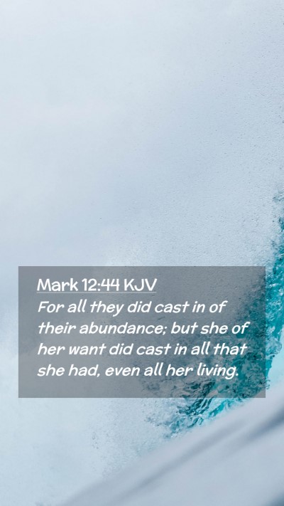 Picture 02 - Mark 12:44 KJV Mobile Phone Wallpaper - For all they did cast in of their abundance; but - Mobile Bible Verse Wallpaper