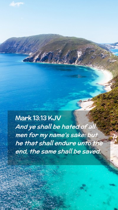 Picture 02 - Mark 13:13 KJV Mobile Phone Wallpaper - And ye shall be hated of all men for my name's - Mobile Bible Verse Wallpaper