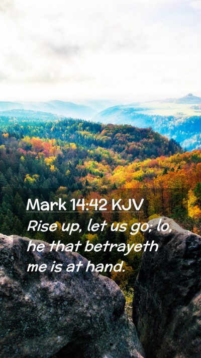 Picture 02 - Mark 14:42 KJV Mobile Phone Wallpaper - Rise up, let us go; lo, he that betrayeth me is - Mobile Bible Verse Wallpaper