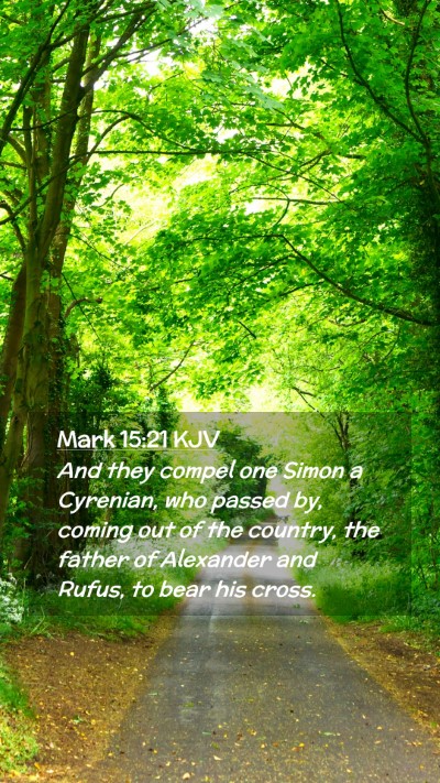 Picture 02 - Mark 15:21 KJV Mobile Phone Wallpaper - And they compel one Simon a Cyrenian, who passed - Mobile Bible Verse Wallpaper