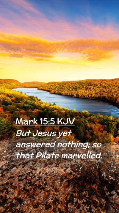 Picture 02 - Mark 15:5 KJV Mobile Phone Wallpaper - But Jesus yet answered nothing; so that Pilate - Mobile Bible Verse Wallpaper