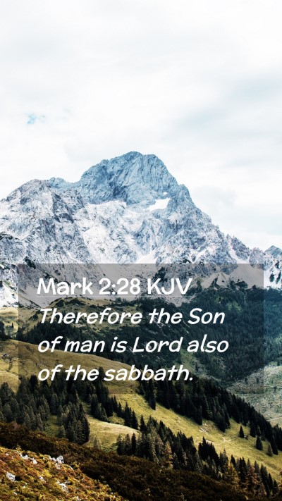 Picture 02 - Mark 2:28 KJV Mobile Phone Wallpaper - Therefore the Son of man is Lord also of the - Mobile Bible Verse Wallpaper