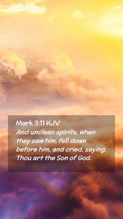 Picture 02 - Mark 3:11 KJV Mobile Phone Wallpaper - And unclean spirits, when they saw him, fell down - Mobile Bible Verse Wallpaper