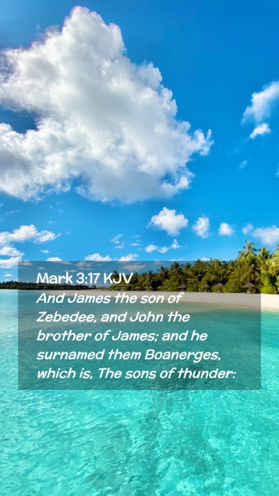 Picture 02 - Mark 3:17 KJV Mobile Phone Wallpaper - And James the son of Zebedee, and John the - Mobile Bible Verse Wallpaper