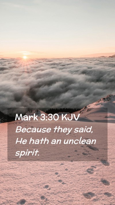 Picture 02 - Mark 3:30 KJV Mobile Phone Wallpaper - Because they said, He hath an unclean - Mobile Bible Verse Wallpaper