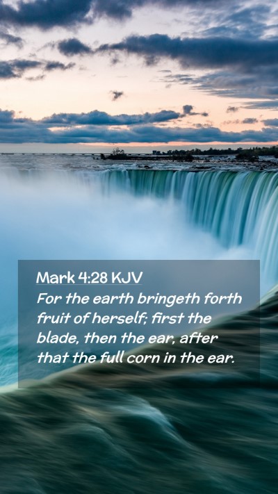 Picture 02 - Mark 4:28 KJV Mobile Phone Wallpaper - For the earth bringeth forth fruit of herself; - Mobile Bible Verse Wallpaper