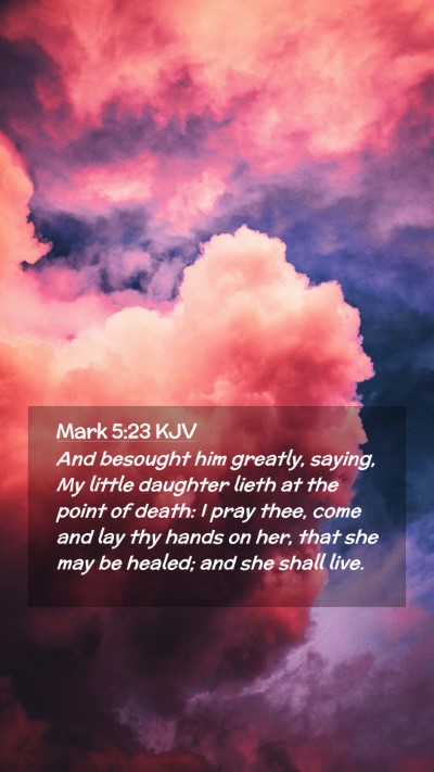 Picture 02 - Mark 5:23 KJV Mobile Phone Wallpaper - And besought him greatly, saying, My little - Mobile Bible Verse Wallpaper