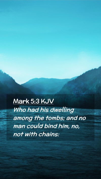 Picture 02 - Mark 5:3 KJV Mobile Phone Wallpaper - Who had his dwelling among the tombs; and no man - Mobile Bible Verse Wallpaper