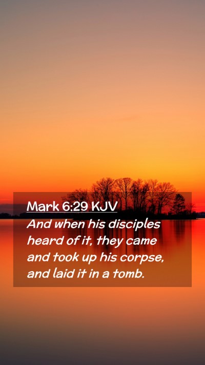 Picture 02 - Mark 6:29 KJV Mobile Phone Wallpaper - And when his disciples heard of it, they came and - Mobile Bible Verse Wallpaper