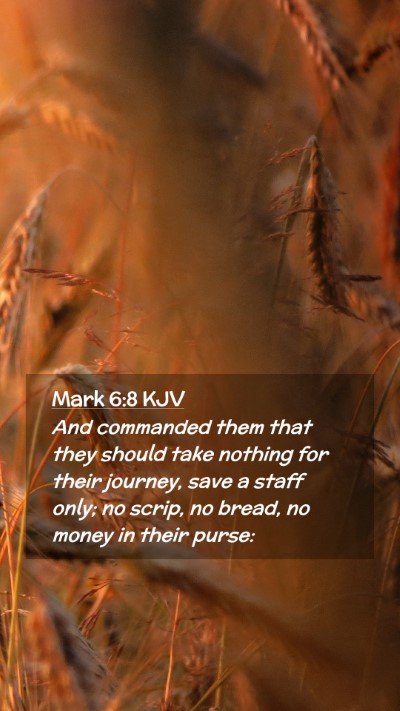 Picture 02 - Mark 6:8 KJV Mobile Phone Wallpaper - And commanded them that they should take nothing - Mobile Bible Verse Wallpaper