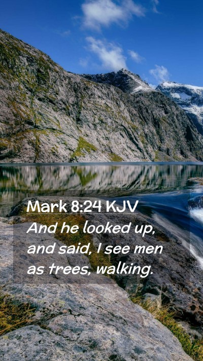 Picture 02 - Mark 8:24 KJV Mobile Phone Wallpaper - And he looked up, and said, I see men as trees, - Mobile Bible Verse Wallpaper