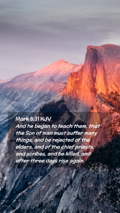 Picture 02 - Mark 8:31 KJV Mobile Phone Wallpaper - And he began to teach them, that the Son of man - Mobile Bible Verse Wallpaper