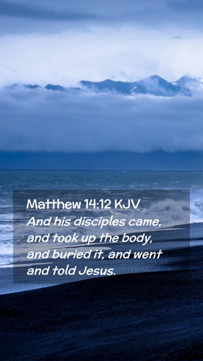 Picture 02 - Matthew 14:12 KJV Mobile Phone Wallpaper - And his disciples came, and took up the body, and - Mobile Bible Verse Wallpaper