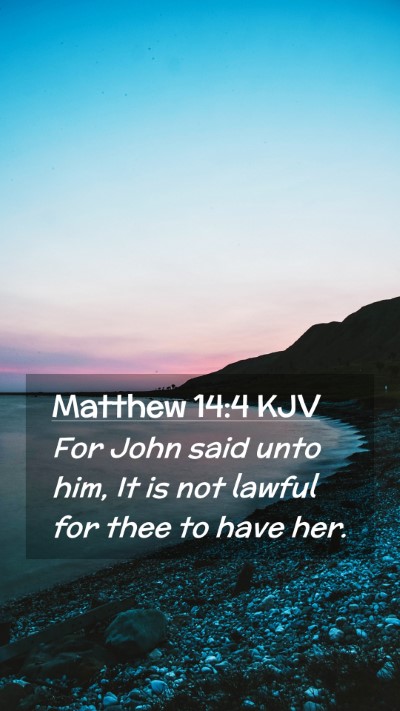 Picture 02 - Matthew 14:4 KJV Mobile Phone Wallpaper - For John said unto him, It is not lawful for thee - Mobile Bible Verse Wallpaper