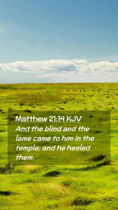 Picture 02 - Matthew 21:14 KJV Mobile Phone Wallpaper - And the blind and the lame came to him in the - Mobile Bible Verse Wallpaper