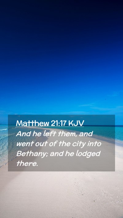 Picture 02 - Matthew 21:17 KJV Mobile Phone Wallpaper - And he left them, and went out of the city into - Mobile Bible Verse Wallpaper