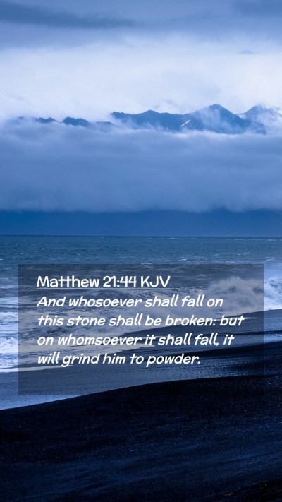 Picture 02 - Matthew 21:44 KJV Mobile Phone Wallpaper - And whosoever shall fall on this stone shall be - Mobile Bible Verse Wallpaper