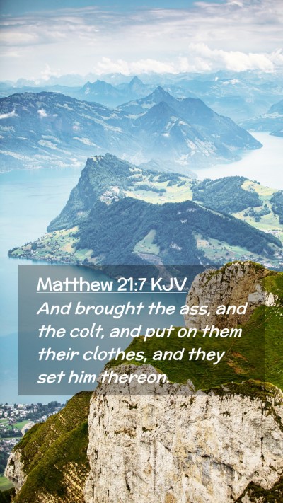 Picture 02 - Matthew 21:7 KJV Mobile Phone Wallpaper - And brought the ass, and the colt, and put on - Mobile Bible Verse Wallpaper