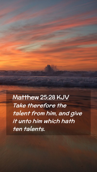 Picture 02 - Matthew 25:28 KJV Mobile Phone Wallpaper - Take therefore the talent from him, and give it - Mobile Bible Verse Wallpaper