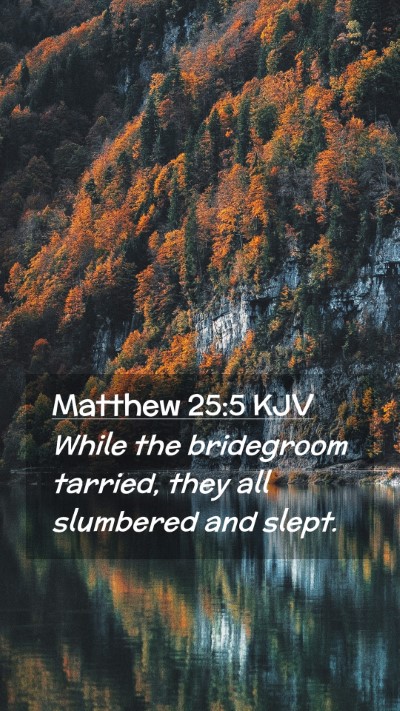 Picture 02 - Matthew 25:5 KJV Mobile Phone Wallpaper - While the bridegroom tarried, they all slumbered - Mobile Bible Verse Wallpaper