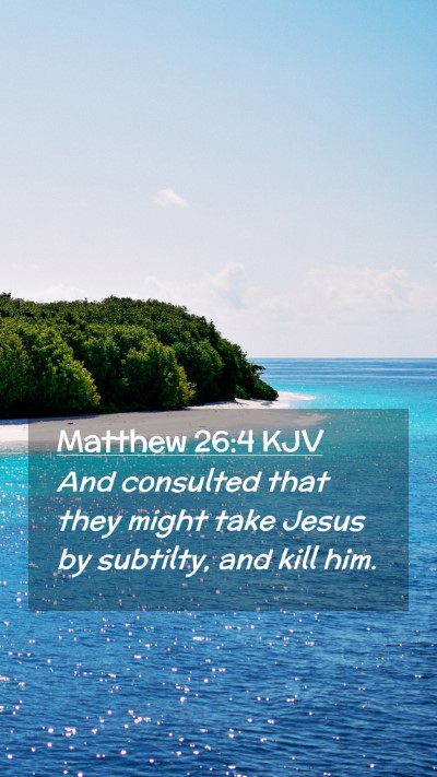 Picture 02 - Matthew 26:4 KJV Mobile Phone Wallpaper - And consulted that they might take Jesus by - Mobile Bible Verse Wallpaper