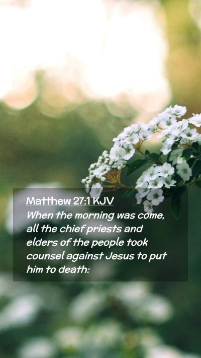 Picture 02 - Matthew 27:1 KJV Mobile Phone Wallpaper - When the morning was come, all the chief priests - Mobile Bible Verse Wallpaper