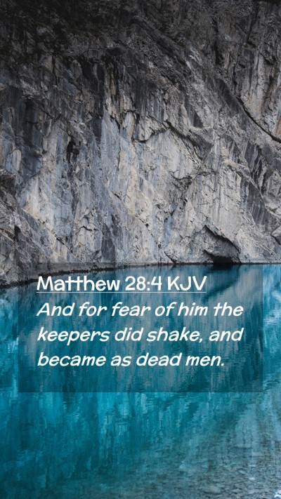 Picture 02 - Matthew 28:4 KJV Mobile Phone Wallpaper - And for fear of him the keepers did shake, and - Mobile Bible Verse Wallpaper