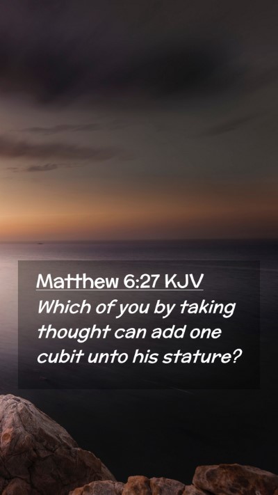 Picture 02 - Matthew 6:27 KJV Mobile Phone Wallpaper - Which of you by taking thought can add one cubit - Mobile Bible Verse Wallpaper