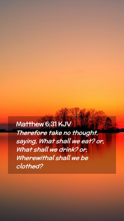 Picture 02 - Matthew 6:31 KJV Mobile Phone Wallpaper - Therefore take no thought, saying, What shall we - Mobile Bible Verse Wallpaper