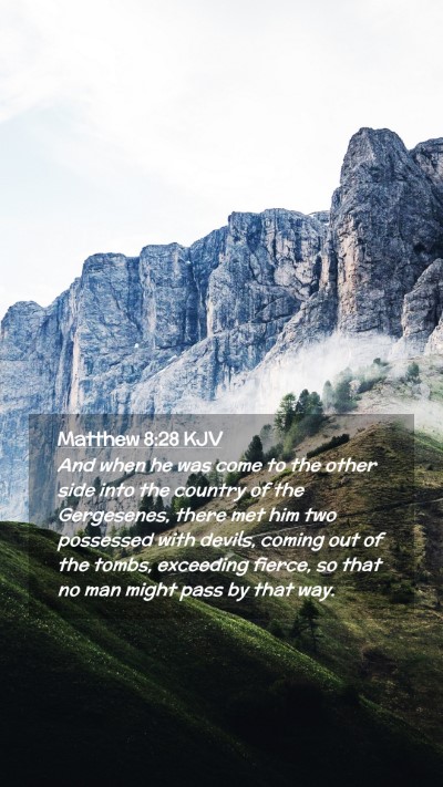 Picture 02 - Matthew 8:28 KJV Mobile Phone Wallpaper - And when he was come to the other side into the - Mobile Bible Verse Wallpaper