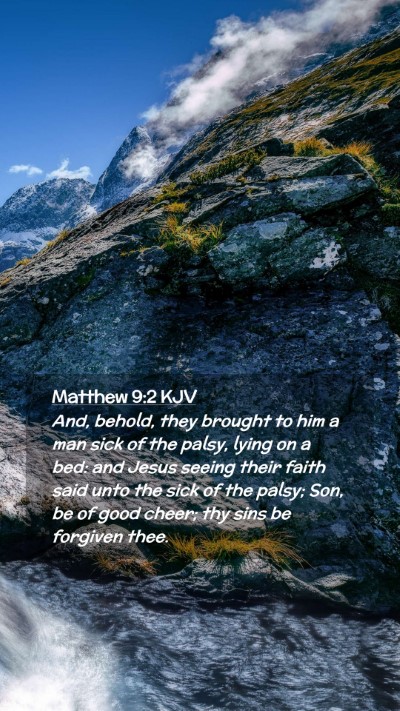 Picture 02 - Matthew 9:2 KJV Mobile Phone Wallpaper - And, behold, they brought to him a man sick of - Mobile Bible Verse Wallpaper