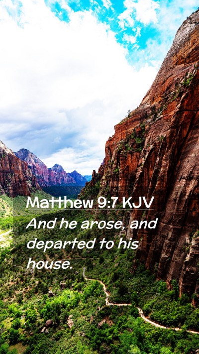 Picture 02 - Matthew 9:7 KJV Mobile Phone Wallpaper - And he arose, and departed to his - Mobile Bible Verse Wallpaper