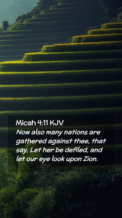 Picture 02 - Micah 4:11 KJV Mobile Phone Wallpaper - Now also many nations are gathered against thee, - Mobile Bible Verse Wallpaper