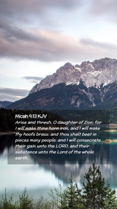 Picture 02 - Micah 4:13 KJV Mobile Phone Wallpaper - Arise and thresh, O daughter of Zion: for I will - Mobile Bible Verse Wallpaper