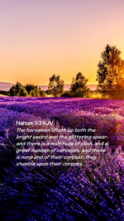 Picture 02 - Nahum 3:3 KJV Mobile Phone Wallpaper - The horseman lifteth up both the bright sword and - Mobile Bible Verse Wallpaper