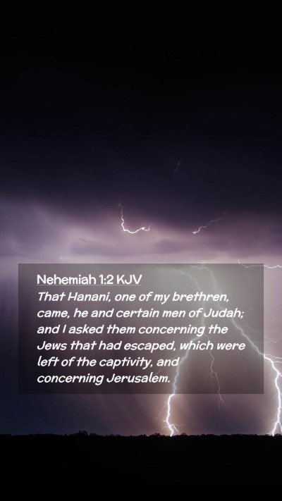 Picture 02 - Nehemiah 1:2 KJV Mobile Phone Wallpaper - That Hanani, one of my brethren, came, he and - Mobile Bible Verse Wallpaper
