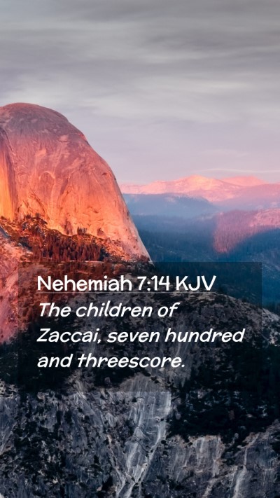 Picture 02 - Nehemiah 7:14 KJV Mobile Phone Wallpaper - The children of Zaccai, seven hundred and - Mobile Bible Verse Wallpaper