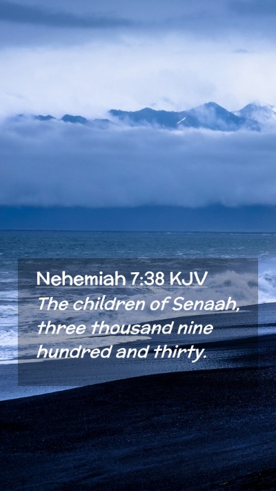 Picture 02 - Nehemiah 7:38 KJV Mobile Phone Wallpaper - The children of Senaah, three thousand nine - Mobile Bible Verse Wallpaper