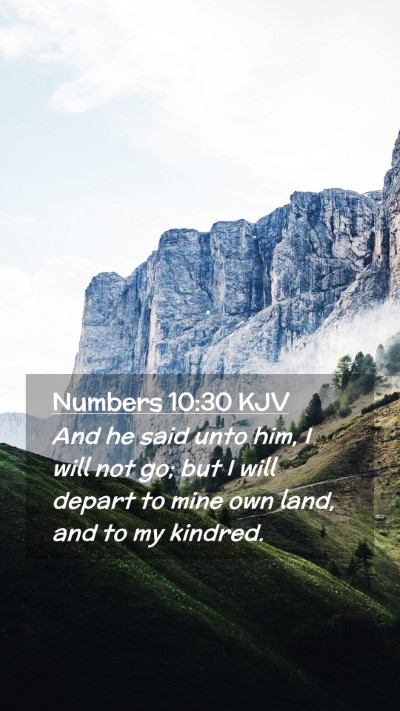 Picture 02 - Numbers 10:30 KJV Mobile Phone Wallpaper - And he said unto him, I will not go; but I will - Mobile Bible Verse Wallpaper