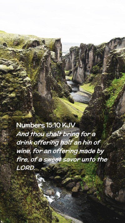 Picture 02 - Numbers 15:10 KJV Mobile Phone Wallpaper - And thou shalt bring for a drink offering half an - Mobile Bible Verse Wallpaper
