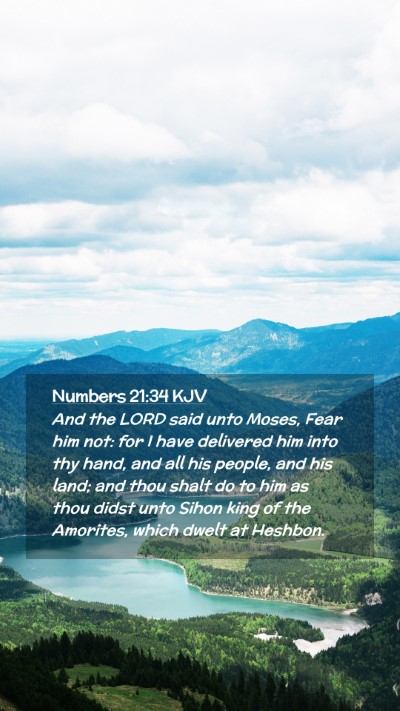 Picture 02 - Numbers 21:34 KJV Mobile Phone Wallpaper - And the LORD said unto Moses, Fear him not: for I - Mobile Bible Verse Wallpaper