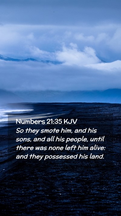 Picture 02 - Numbers 21:35 KJV Mobile Phone Wallpaper - So they smote him, and his sons, and all his - Mobile Bible Verse Wallpaper